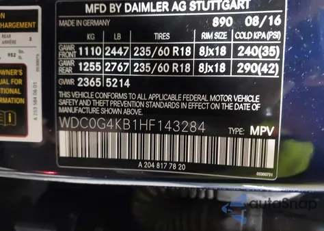 2017 Mercedes-Benz Glc 300 4Matic from USA, damaged, VIN WDC0G4KB1HF143284